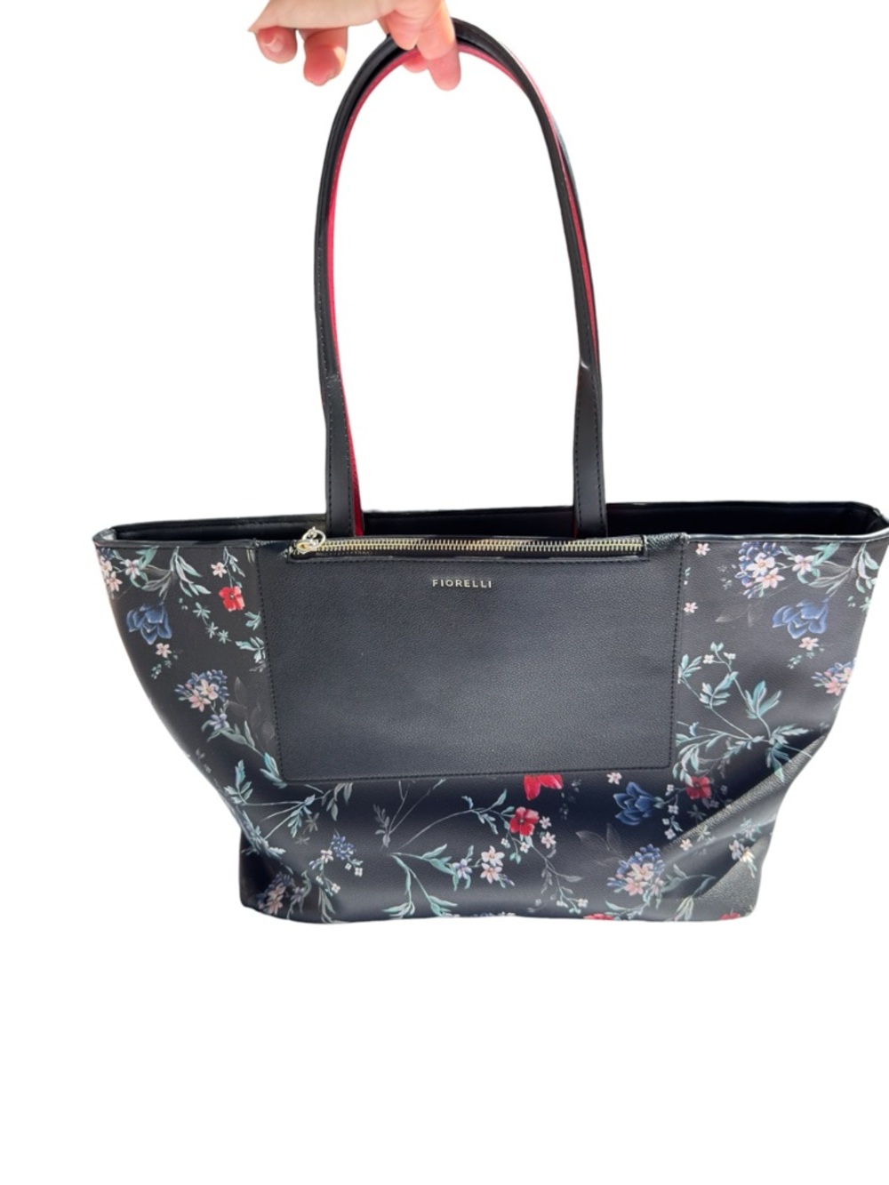 FIORELLI Floral Tote Bag Whimsigoth Red Contrast Trim Front Zip Pocket